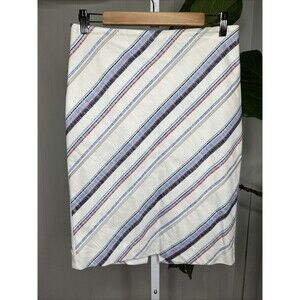 White House Black Market Pencil Skirt White Striped Size 4